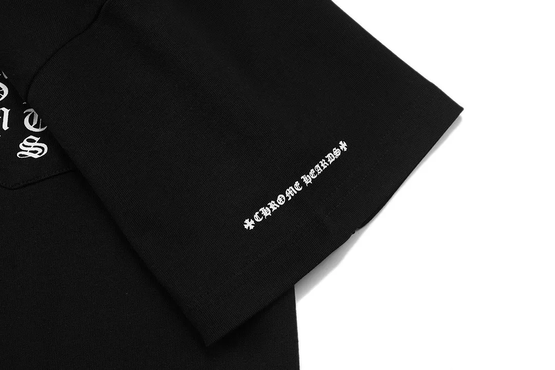P150 Chrome Hearts 2026 early spring new style, chest pocket, front and back printed logo, same style for men and women, short-sleeved T-shirt ·Customized 300g 100% double yarn pure cotton fabric ·Dyeing 32 counts double thread ·Collar label, hangtag, main mark and three labels complete Color: Black Size: XS S M L